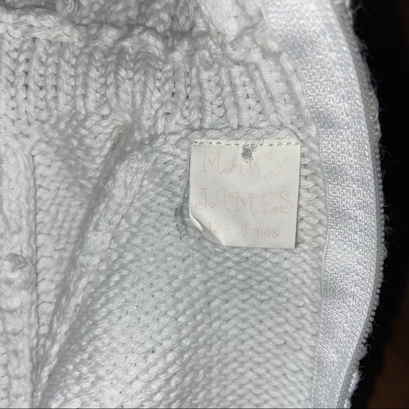 White Cable Baby Hooded Sweater Back Zipper - Picture 4 of 7